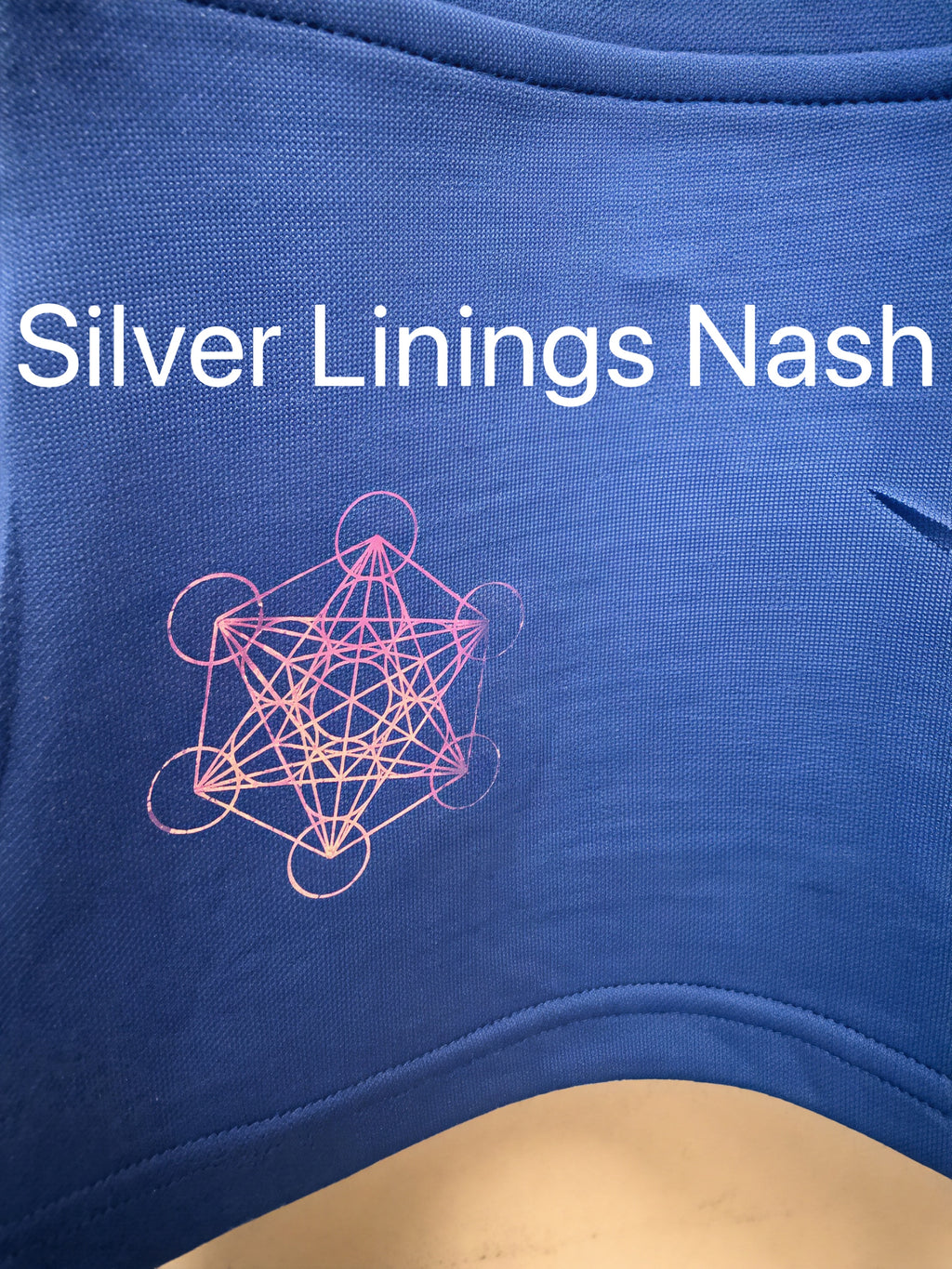 Plain Cobalt Blue OR Metatrons Cube Large Silver linings hood optional design