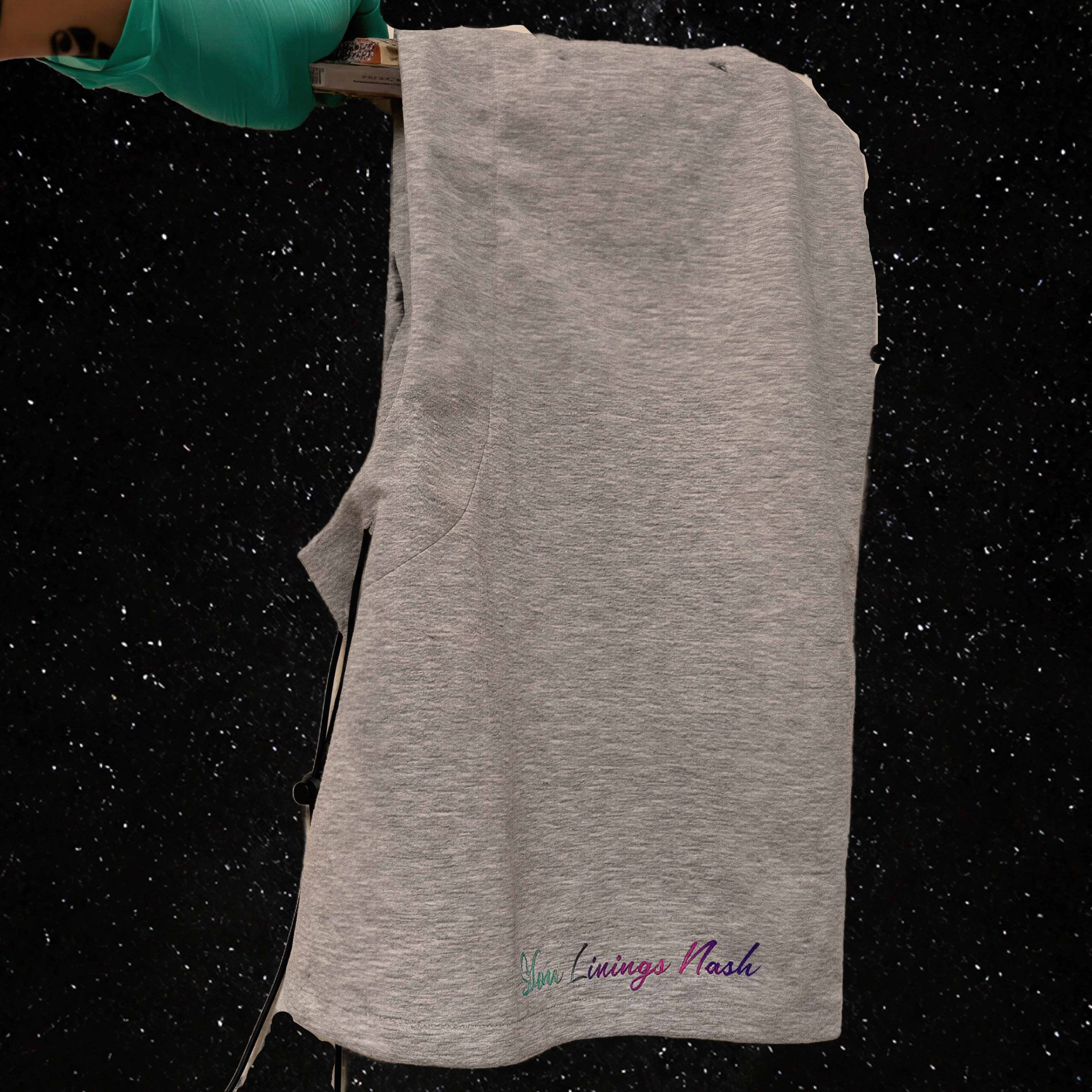 Metatrons Cube Faraday Silver Lining Hood Black drawstring (Copy)