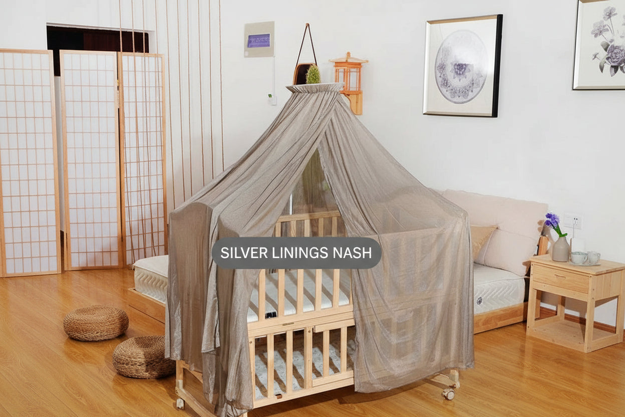 Baby Circular Type EMF Shielding Canopy Frequency Shield Net for CRIB Silver Linings Bed Canopy 5g Net Canopy for Bed